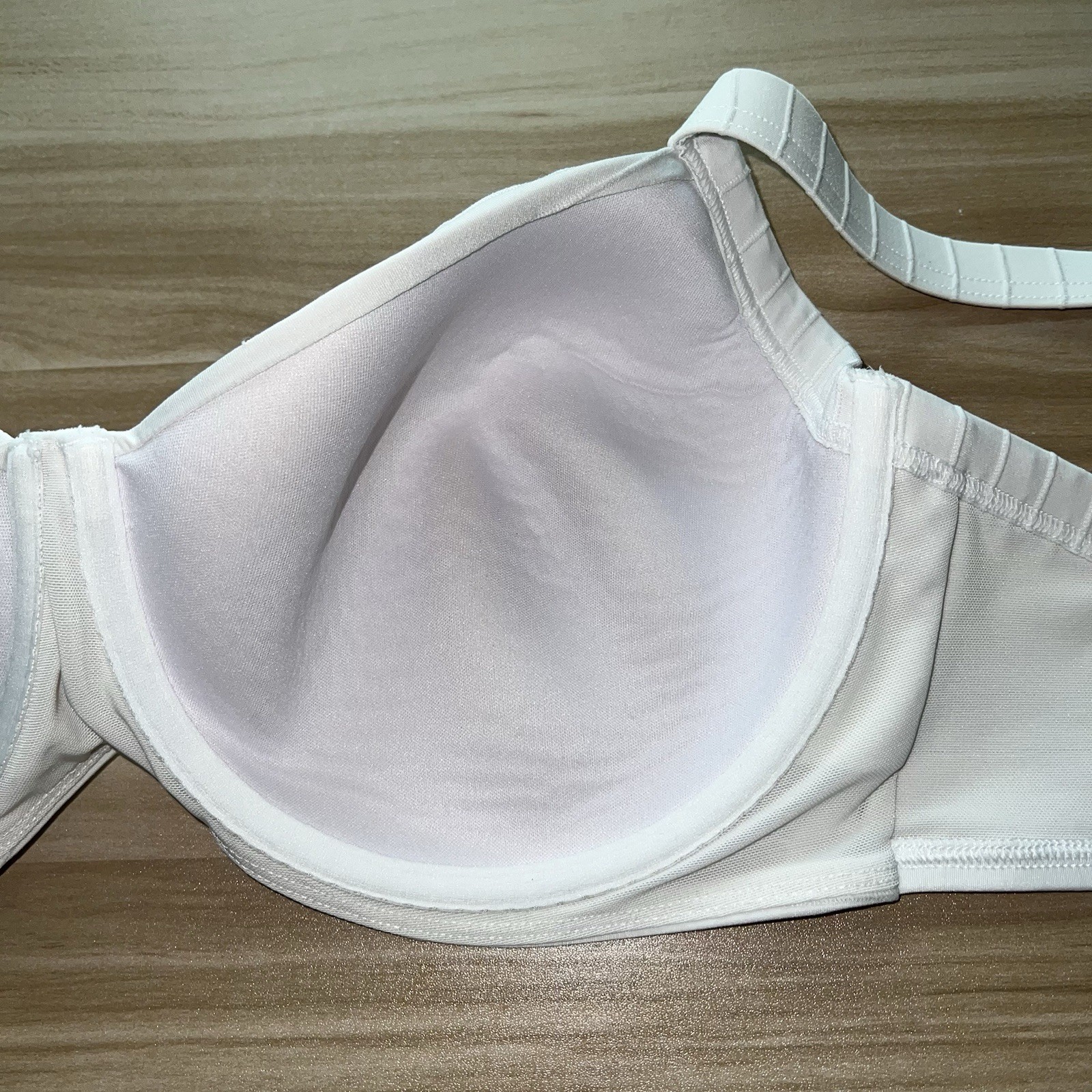 Lands’ End 18W Bikini Swim Top White Underwire Bra Lined Ruched Plus Size
