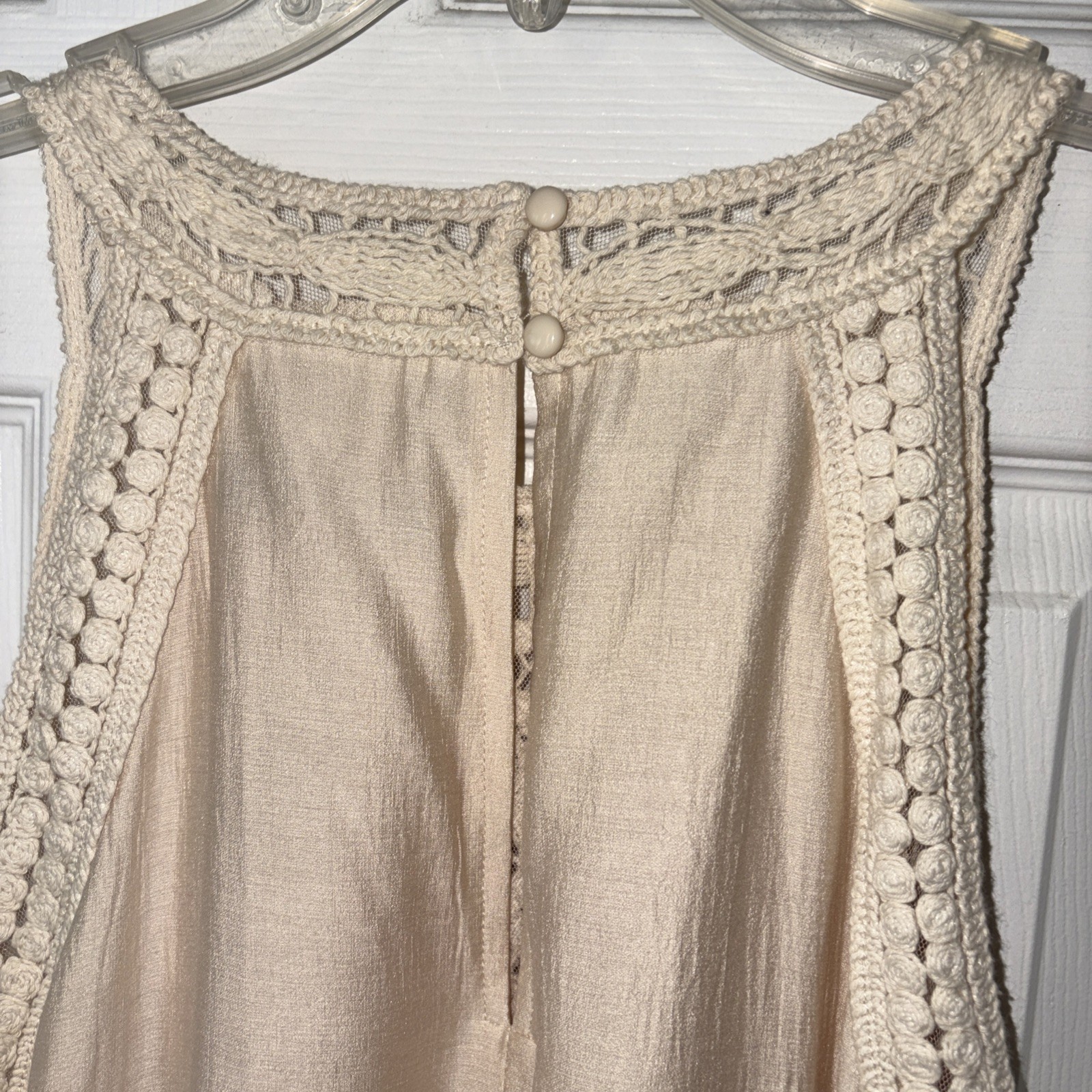 BTFBM Summer Halter Beige/Apricot Hollow Out Sleeveless W/pockets Sz XL (16/18)