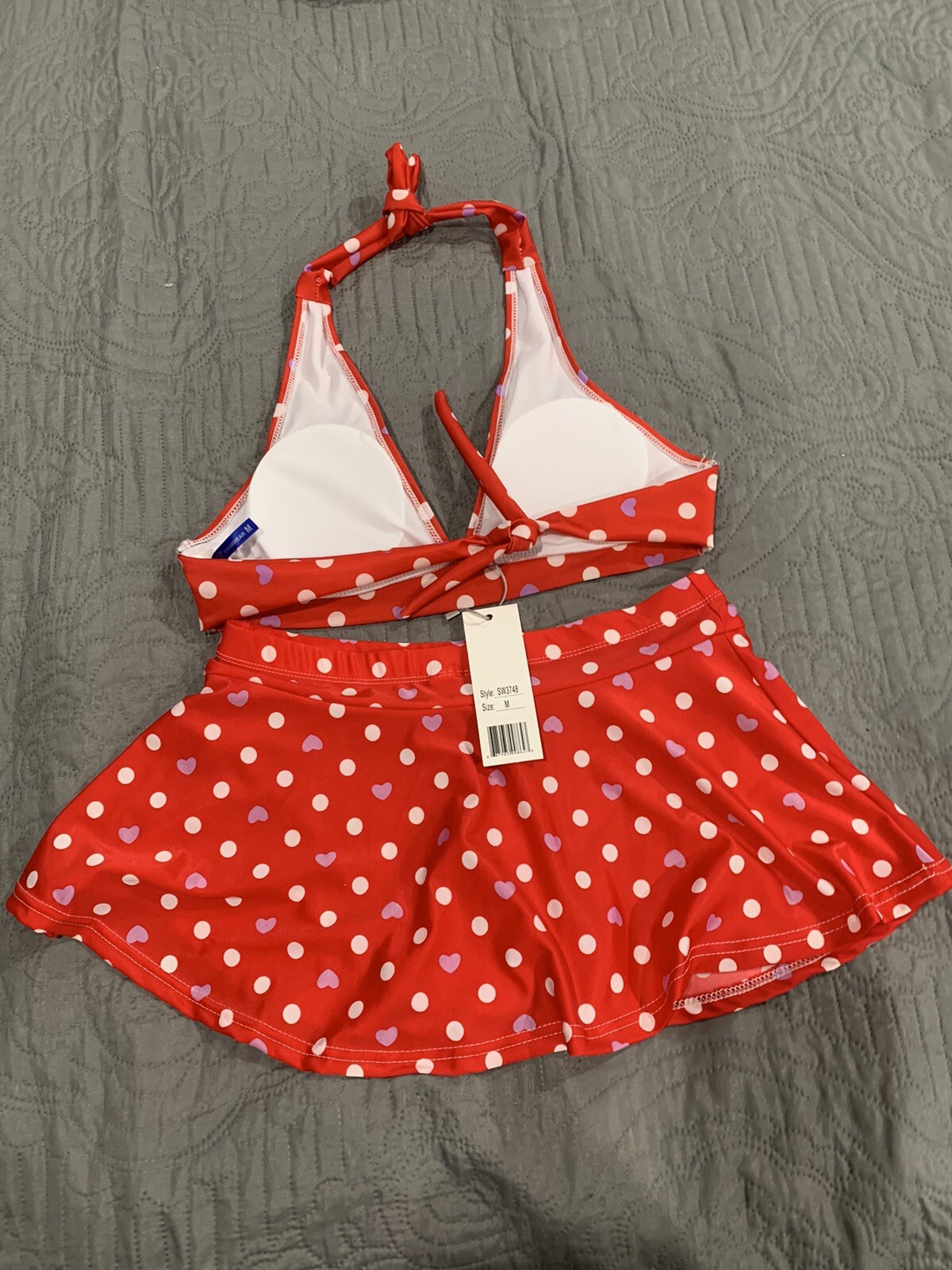 Women Buzz Swimwear 2/pc Red Color Bikini Set With Panties Attached Under SZ/M