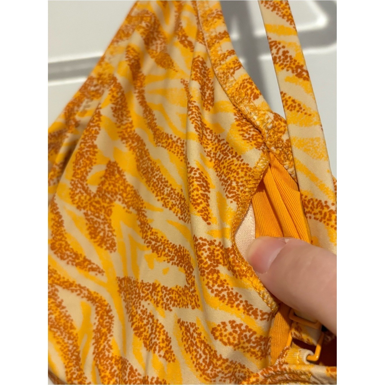 Aerie tiger cheetah print cutout one piece swimsuit orange size large