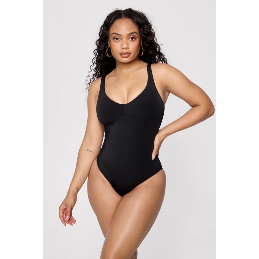 Yitty Shaping Swimsuit Black 3X Plus Size Scoop Neck Adjustable