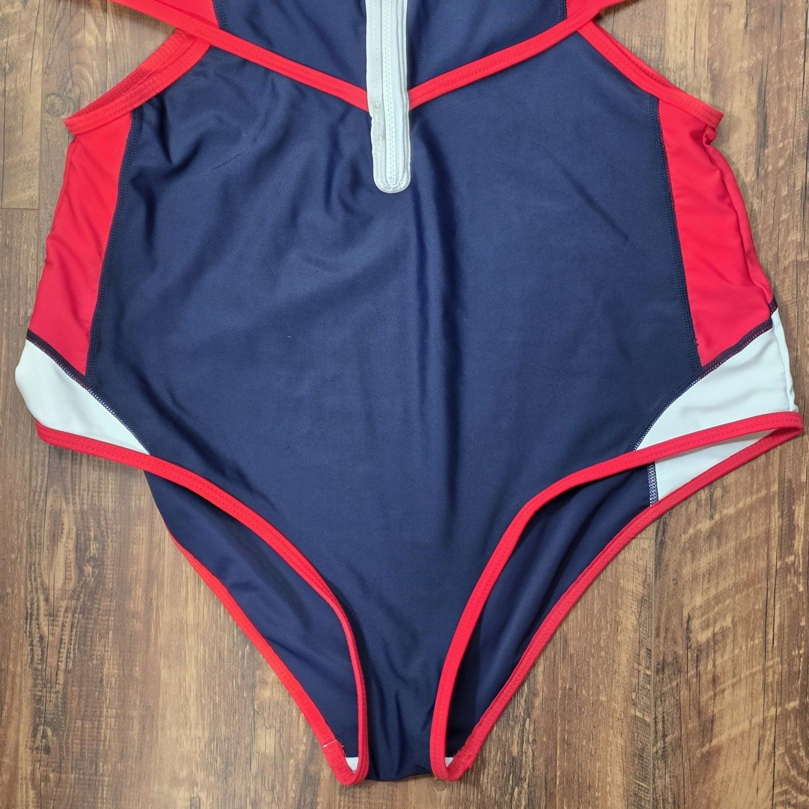 Duskii Inspired Women 2XL Bathing Swim Suit Navy Red Monokini One Piece Luxe