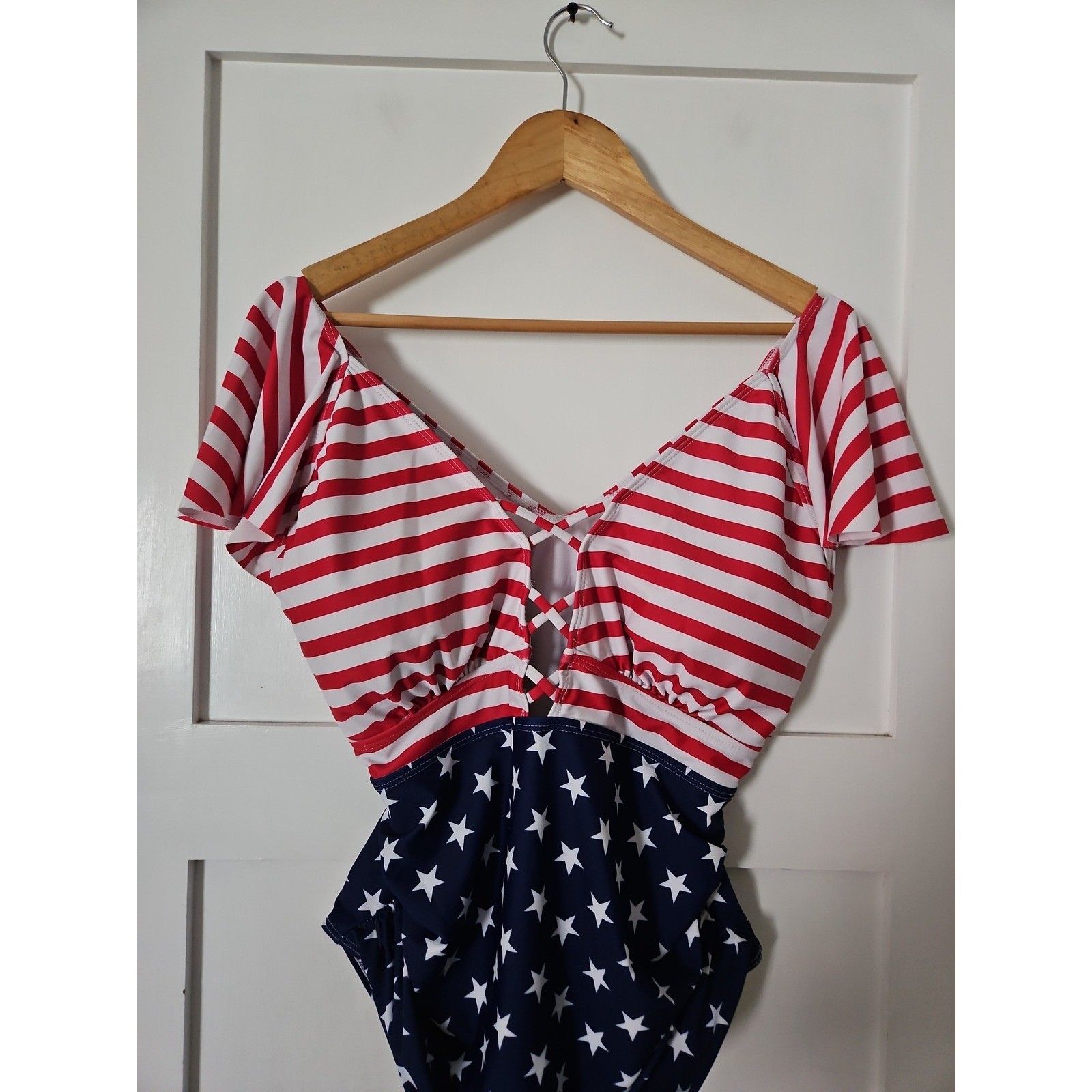 American Flag Patriotic One-Piece Swimsuit XXL