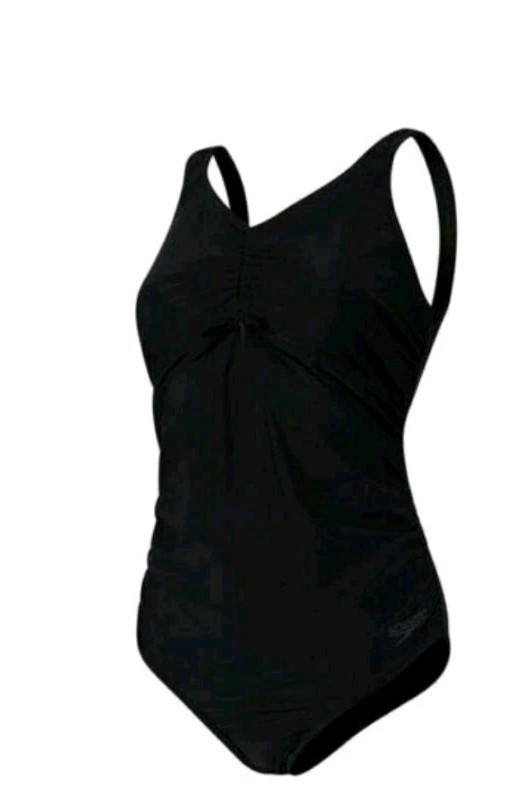 Speedo Maternity Swimwear Black One Piece Swimsuit U Back Womens Size S 32
