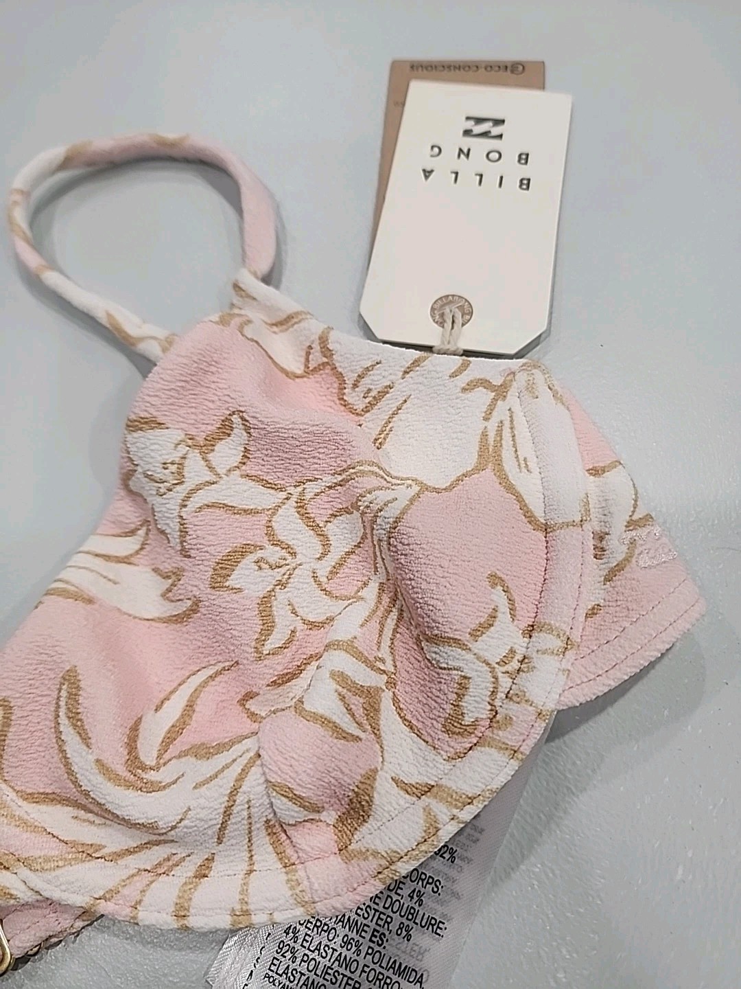 NEW Billabong The Tropics Call Demi Underwire Swim Bra Top FEELING PEACH LARGE