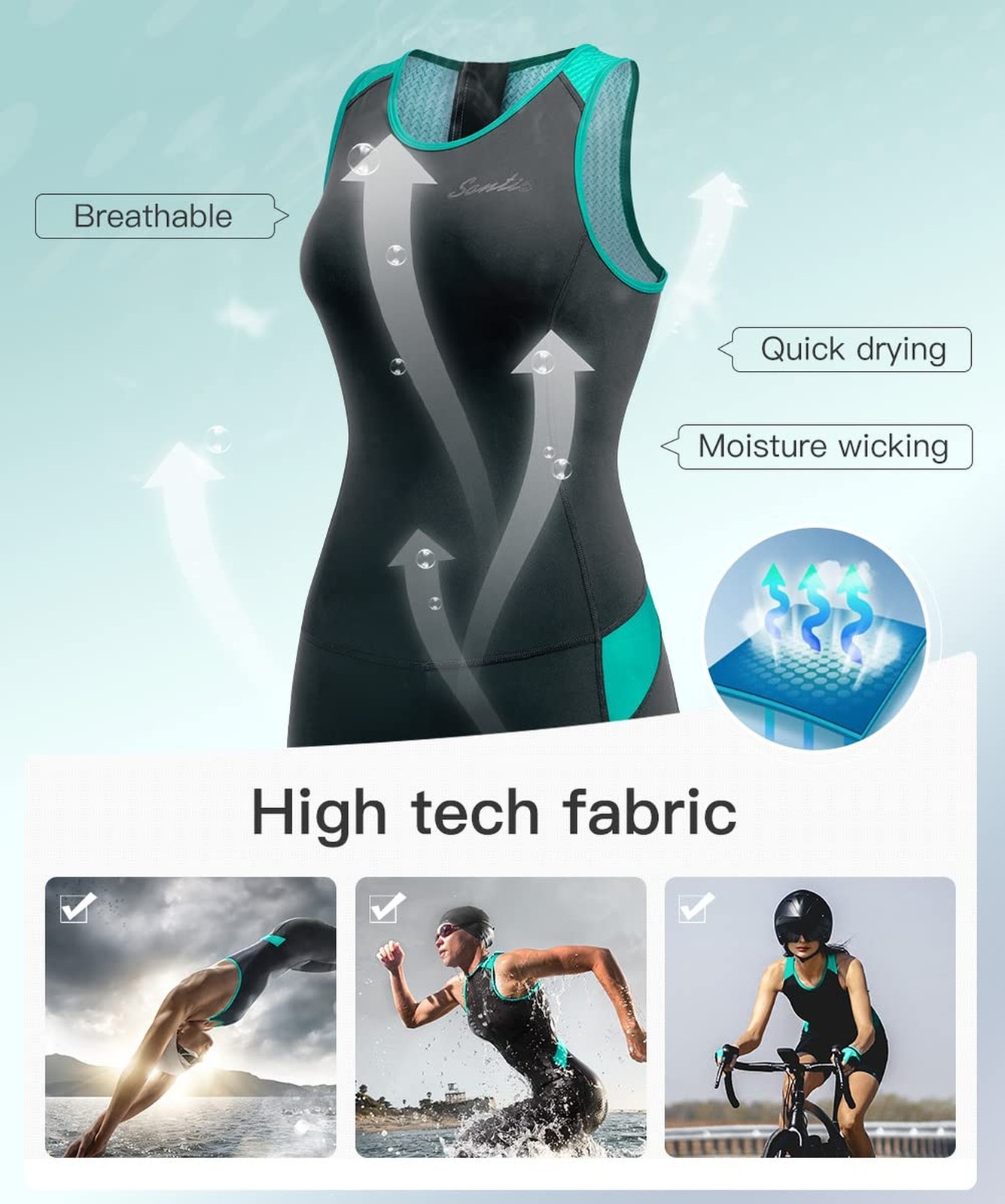 Women’s Triathlon Suit One-Piece Sleeveless Tri Suit Padded Quick-Dry Slimmin…