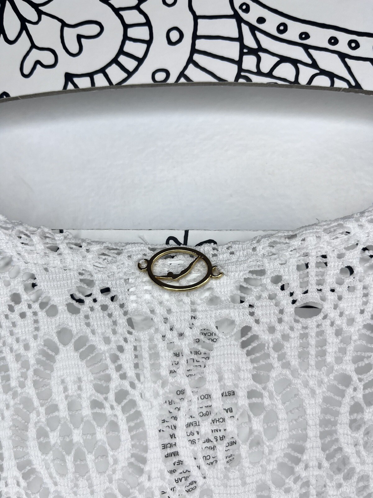 Jantzen Swimsuit Cover Up Womens White Lace Crochet Stretch Waist V Neck Large