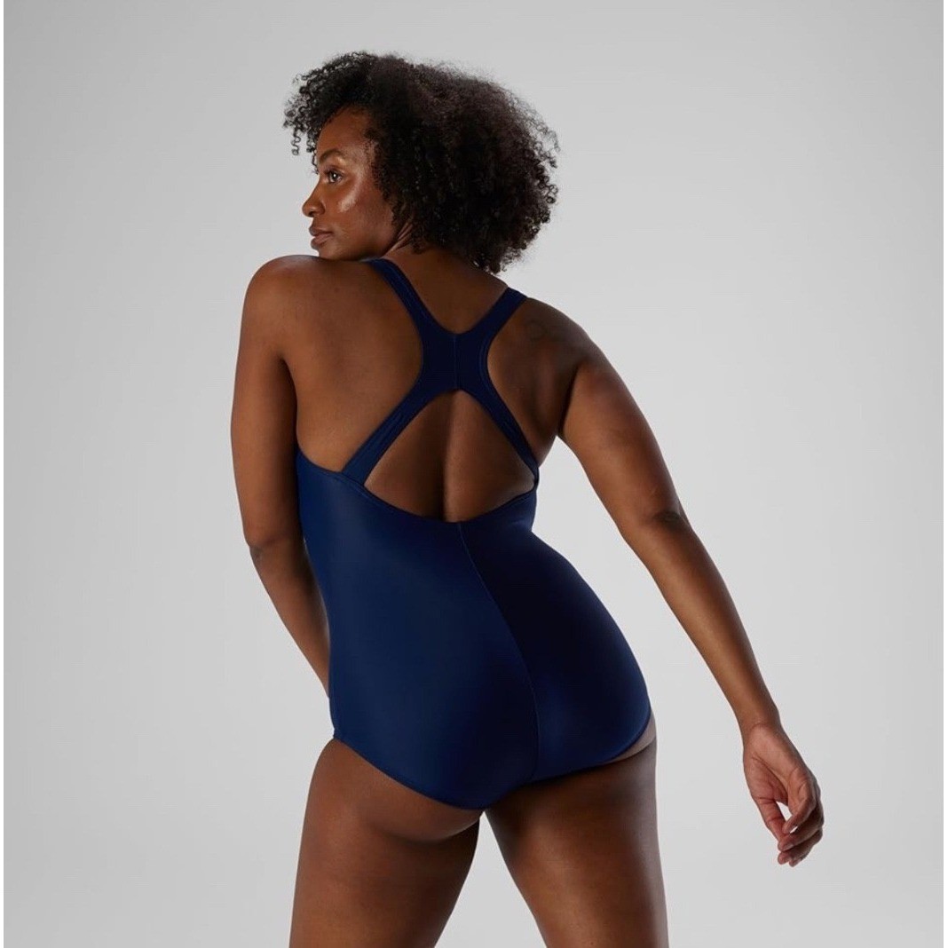 Speedo PowerFLEX Womens One Piece Swimsuit Navy Blue Racerback Size 16/42 NEW
