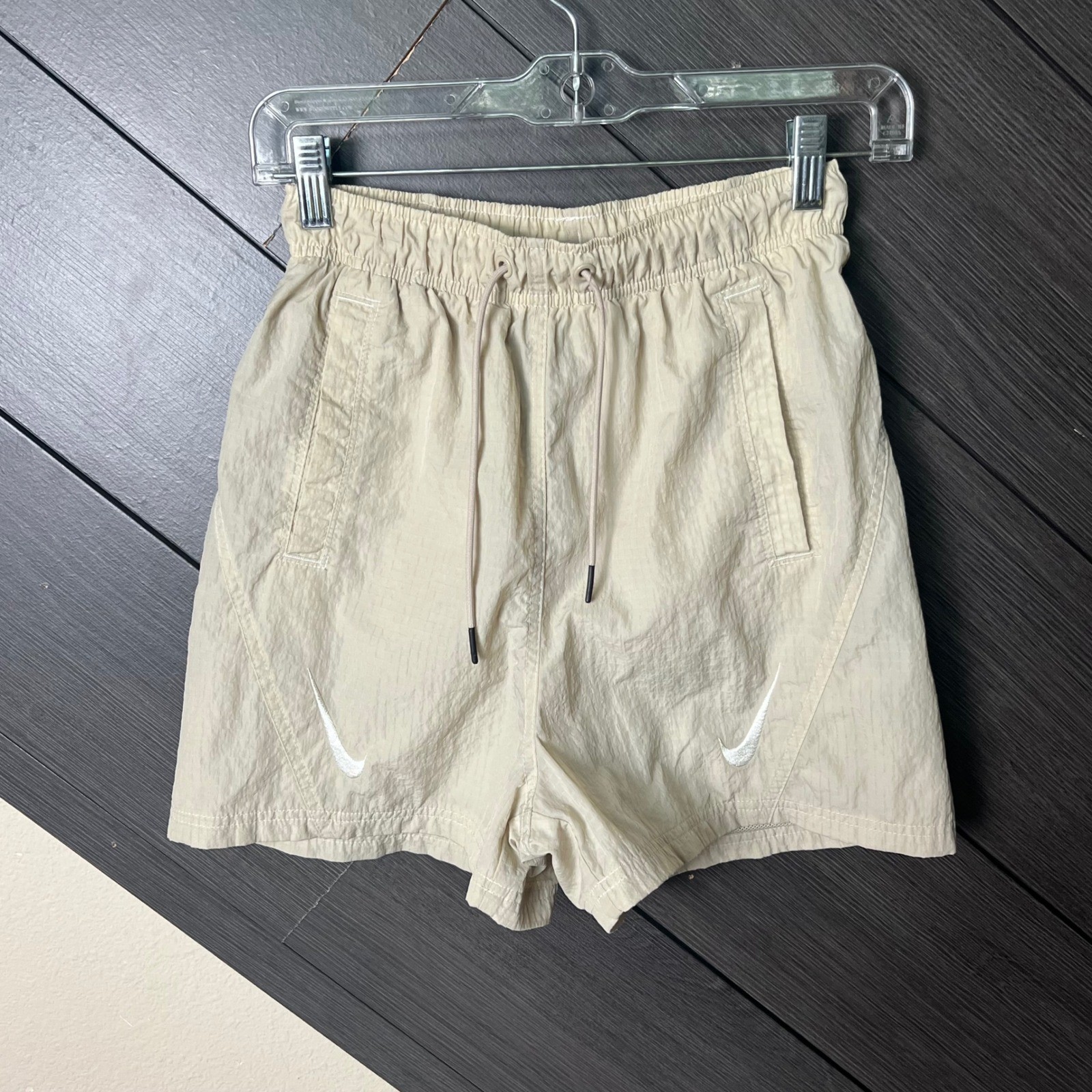 Nike Women’s Beige Swim Shorts Board Shorts Drawstring XS Y2K Beach