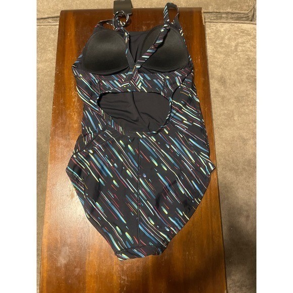 Syrokan Dreamy Streamer One Piece Swimsuit Multicolor Athletic Keyhole Back 36