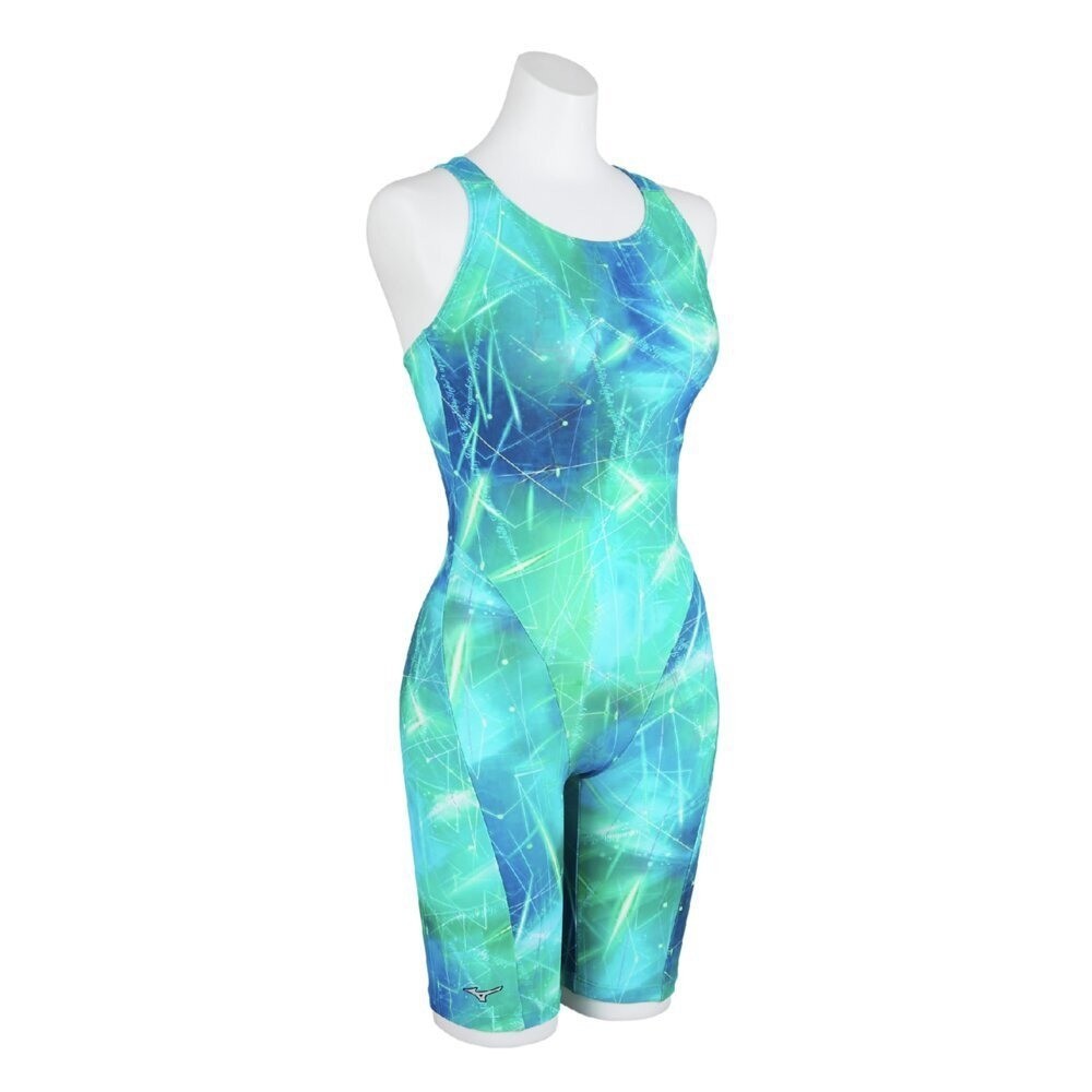 Mizuno Women’s Swim Fitness All-in-One Swimsuit Graphic Pattern Mint Stroke ONE