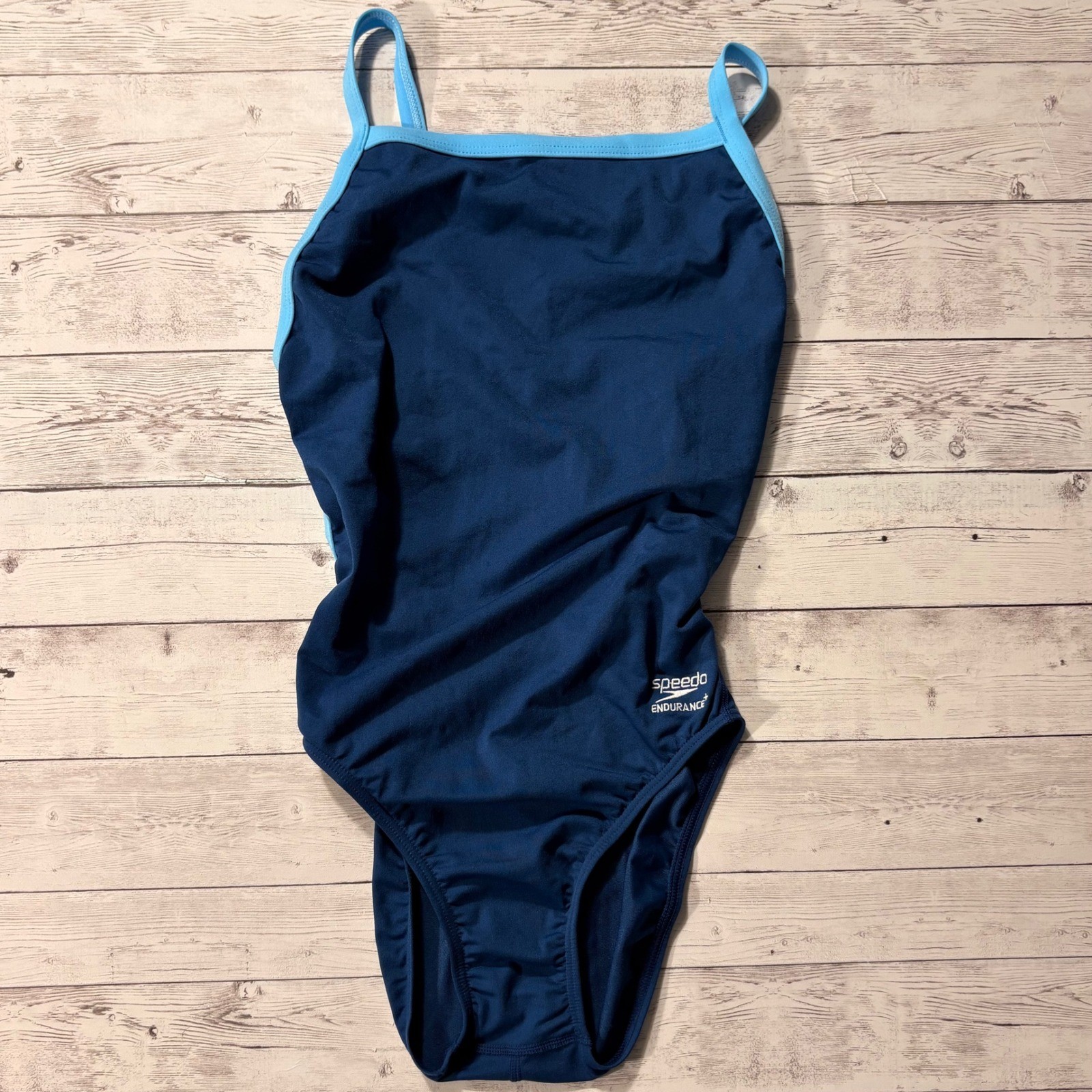 Speedo Endurance+ Flyback One Piece Swimsuit Navy Blue Size 6/32 NWT