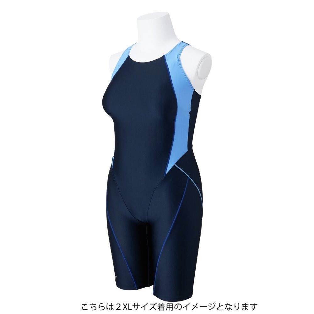 Mizuno Women’s Swim Fitness All-in-One Swimsuit Two-Tone Design Navy/C.Blue 2025