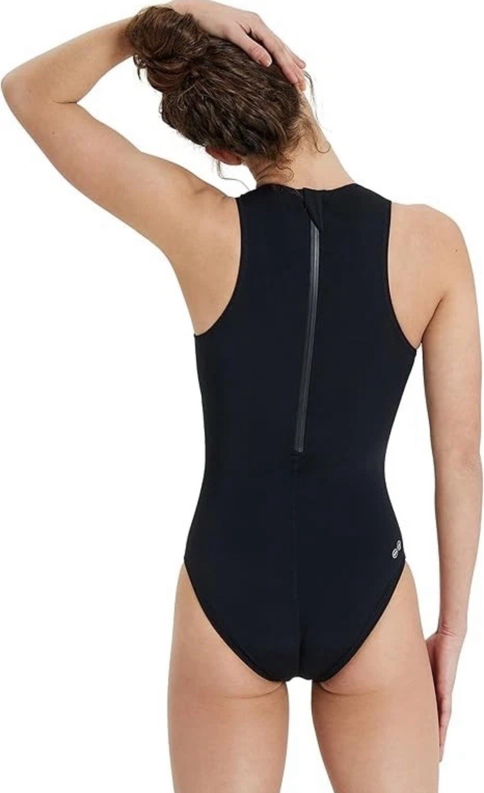 Arena Solid Water Polo One Piece Swimsuit Black Polyester Womens 28
