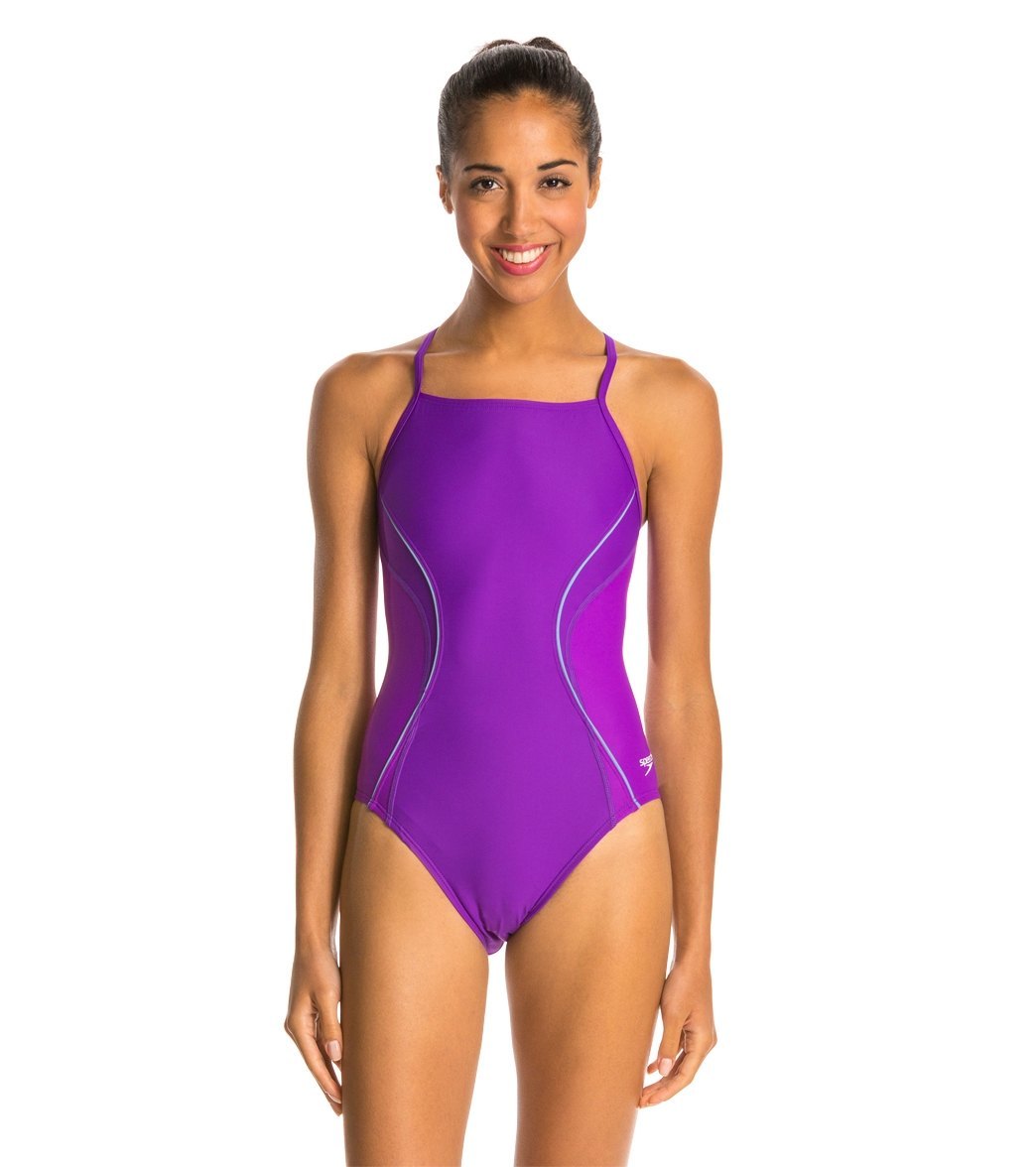 SPEEDO Women’s PowerFLEX Eco Revolve Splice Energy Back One Piece Swimsuit
