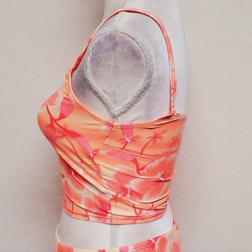 No Boundaries Vintage 90s Neon Orange Pink Tankini Boyshorts Two-Piece Bikini