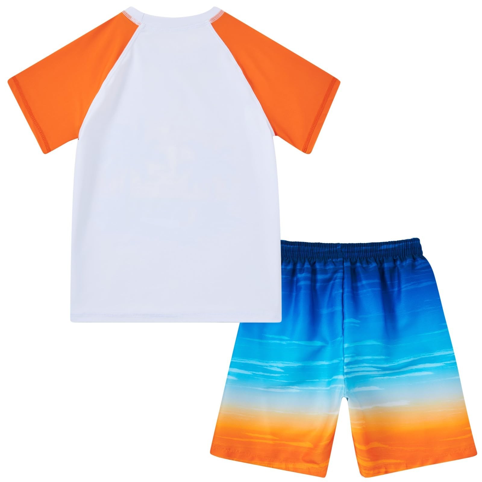 Boys Two Piece Rash Guard Swimsuits Sets Bathing Suits with Trunks 4-12 Years