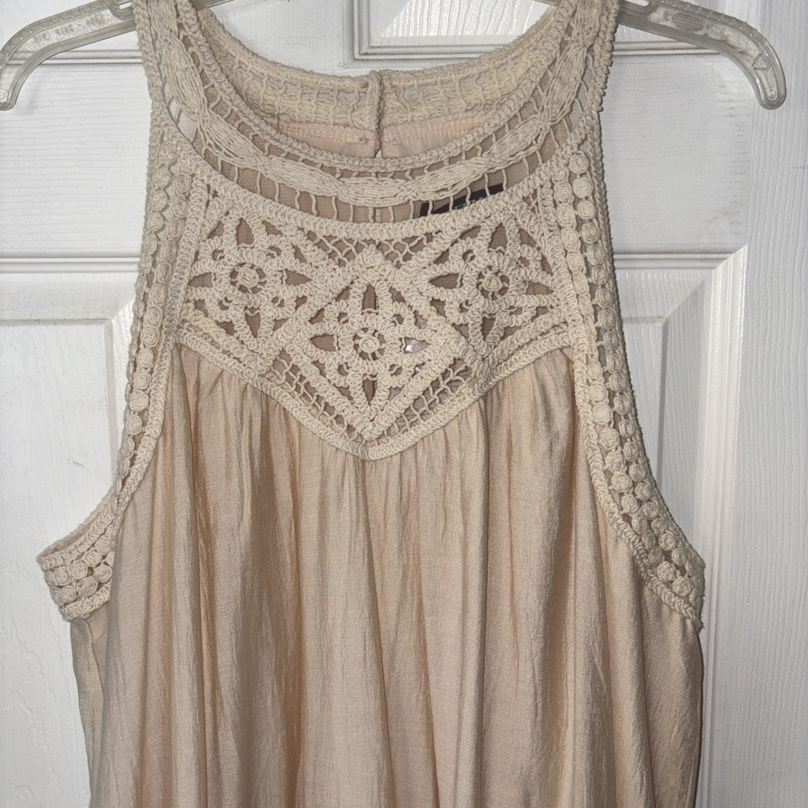 BTFBM Summer Halter Beige/Apricot Hollow Out Sleeveless W/pockets Sz XL (16/18)