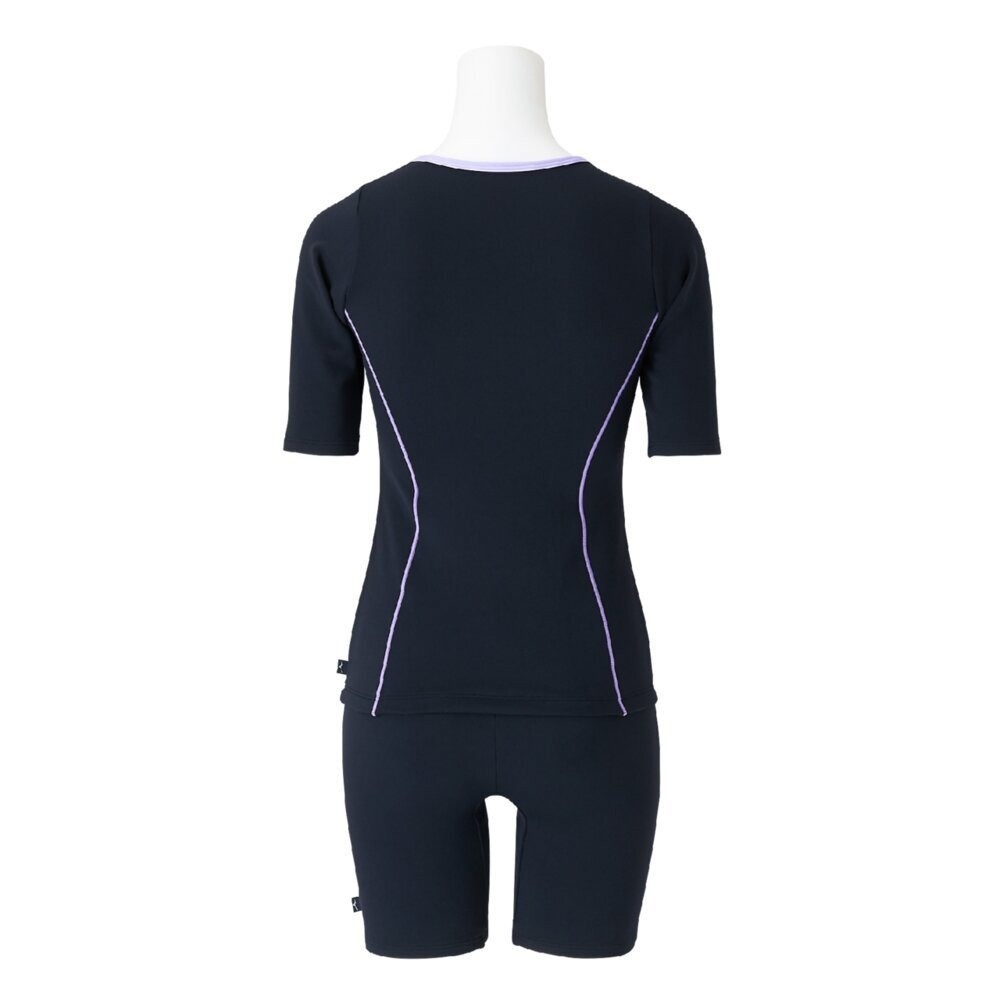 Mizuno Women’s Aqua Fitness Two-Piece Swimsuit Front Zip Black/Lavender 2025SS