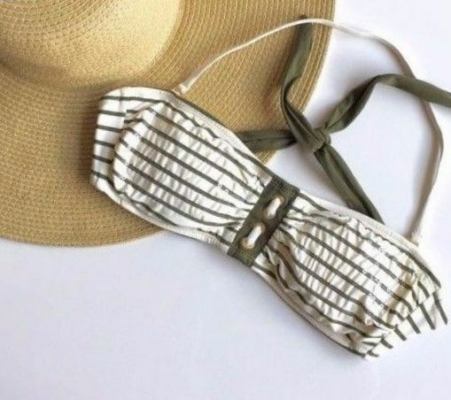 SPERRY Top-Sider BANDEAU Bikini TOP Bra SWIMSUIT Swim SWIMWEAR Beach IVORY Olive