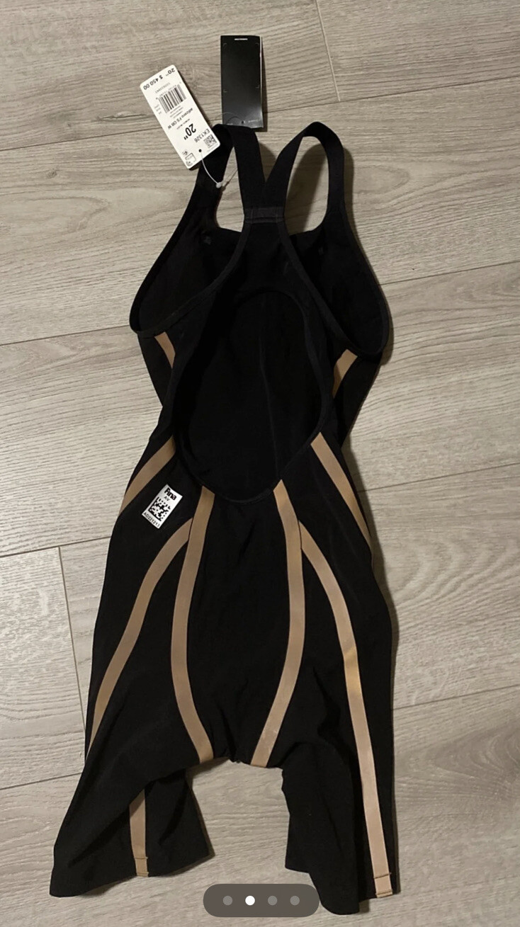 Adidas Adizero 22″ Freestyle Competition Tech Swim Body Suit Black Gold $450 Y40