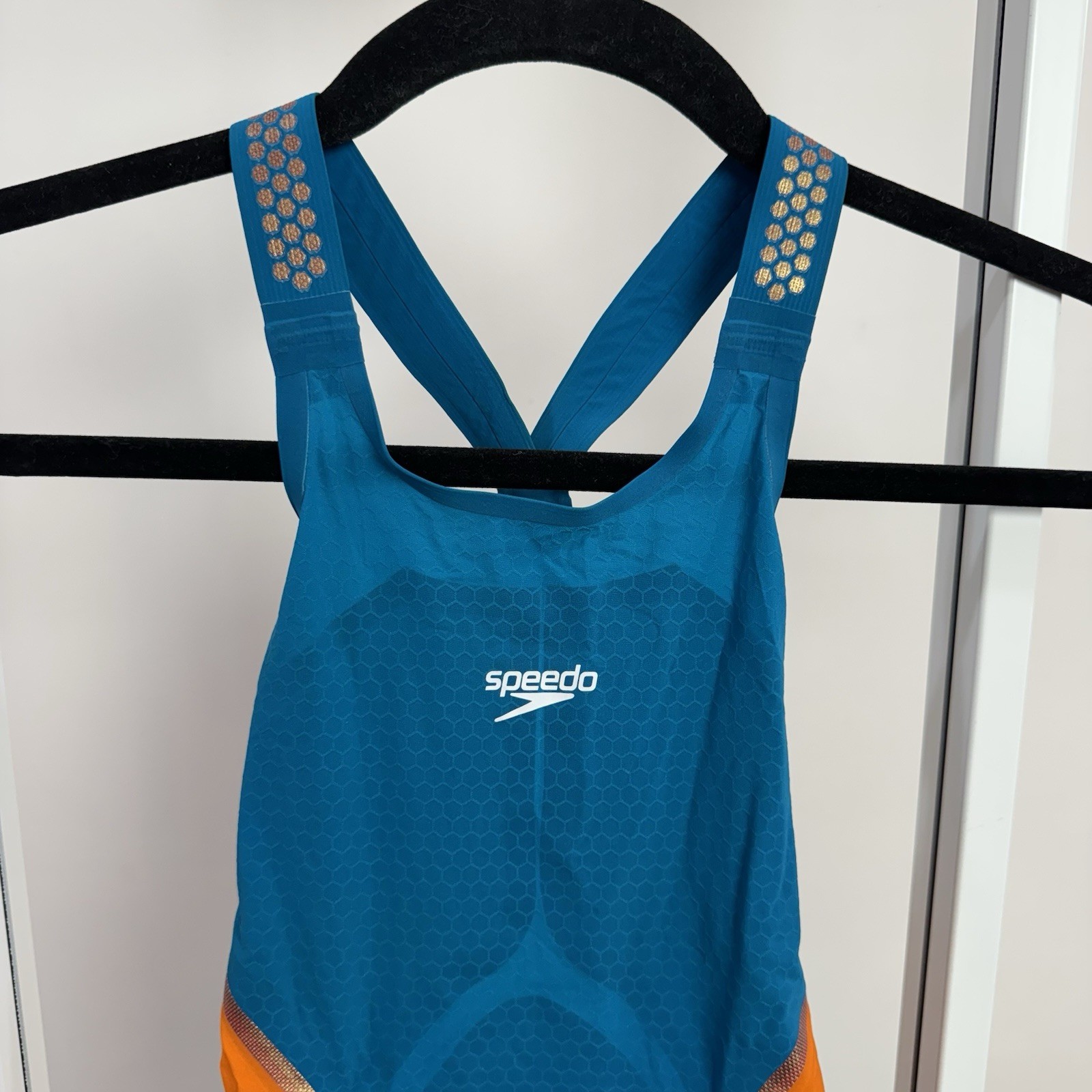 Speedo Fastskin LZR Pure Intent Blue / Orange Open Back Kneeskin Women’s Size 25