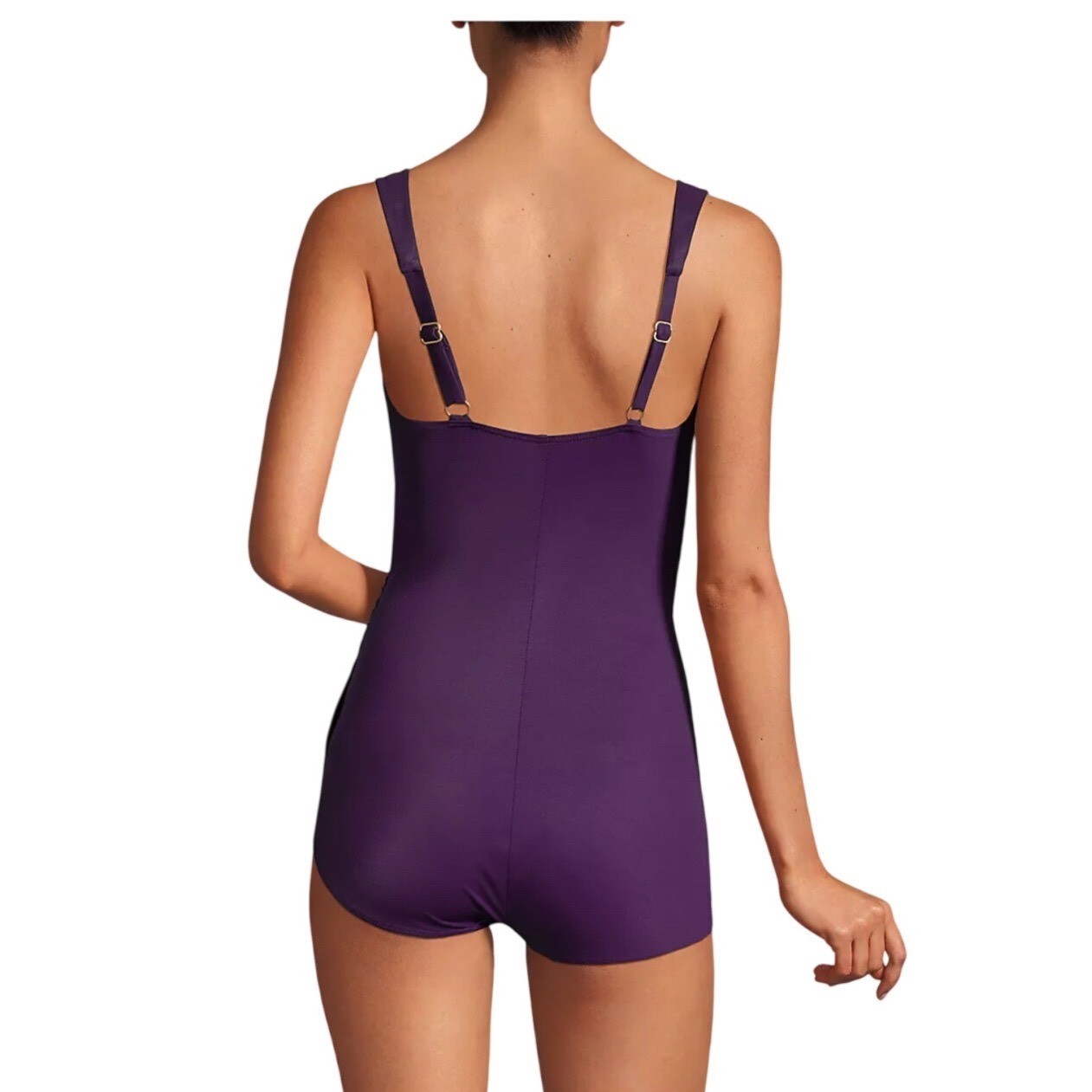 Lands End SlenderSuit V-Neck Skirted Low Leg One Piece Size 16D