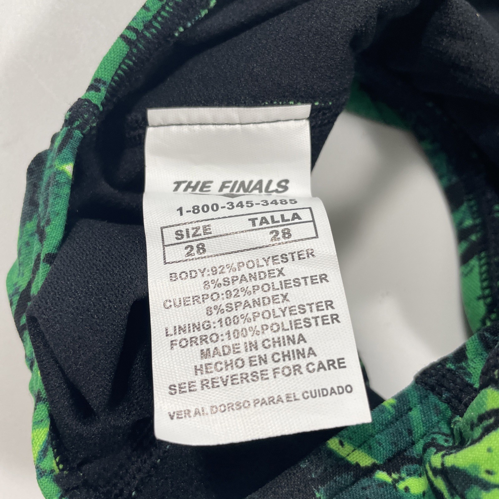 The Finals Women’s One Piece Competition Swimsuit Endurotech Black Green Size 28