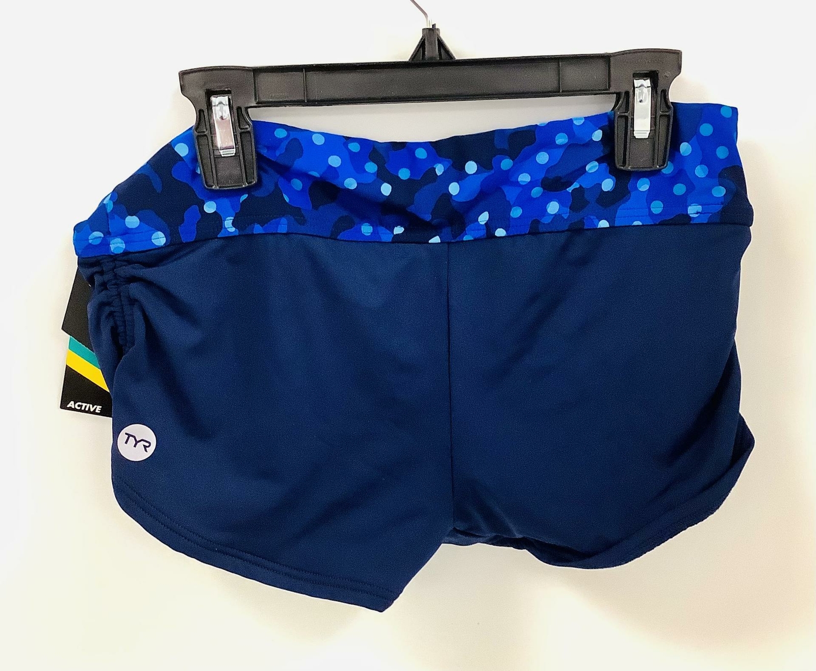 TYR Women’s Cadet Della Boyshort Lightweight Swim Bottom ~ Royal/ Navy w Dot Top