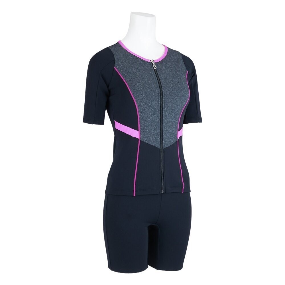 Mizuno Women’s Aqua Fitness Two-Piece Swimsuit Front Zip Black/Pink 2025SS