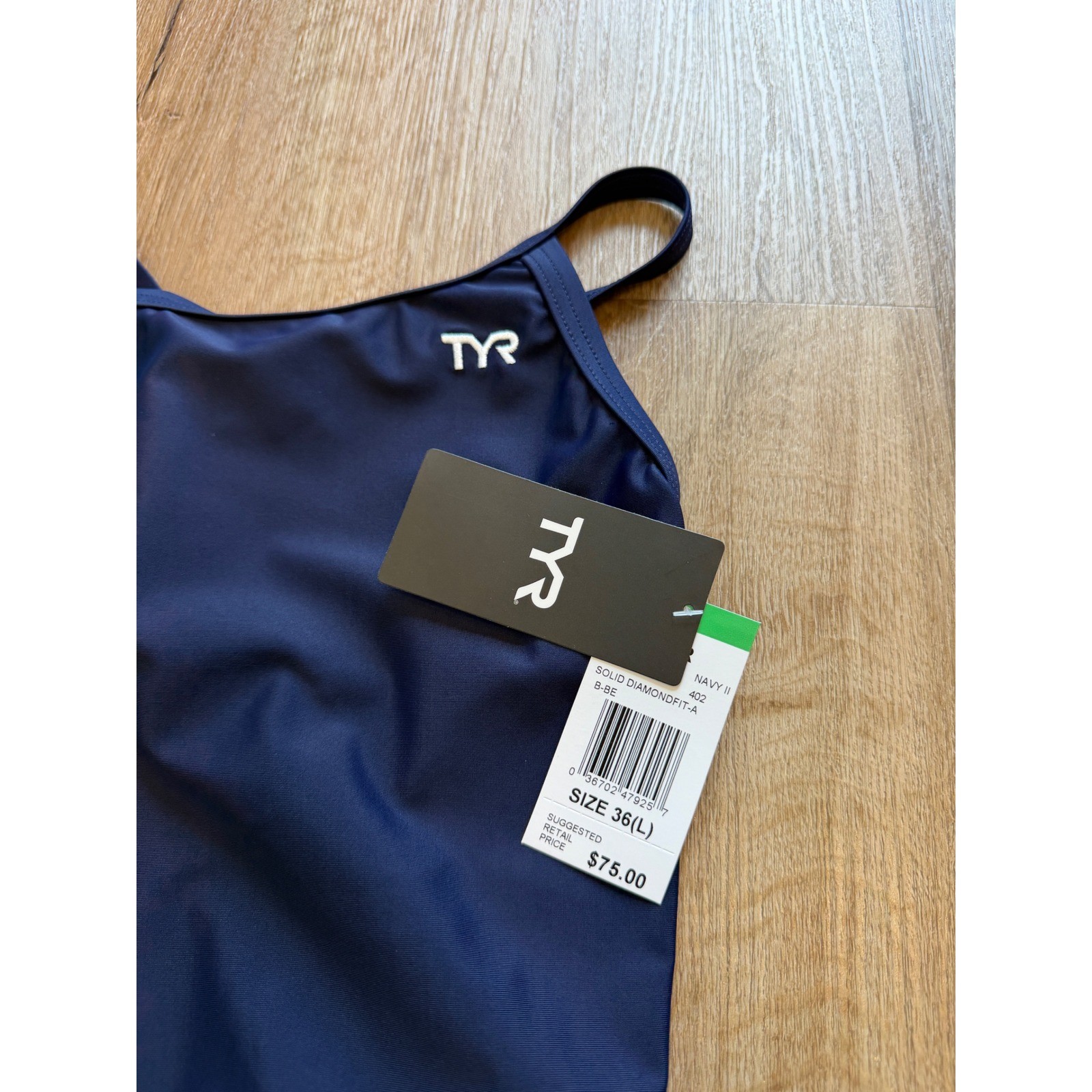 TYR Solid Diamondfit Women Swimsuit Navy Blue One Piece Size 36 L New DP7A