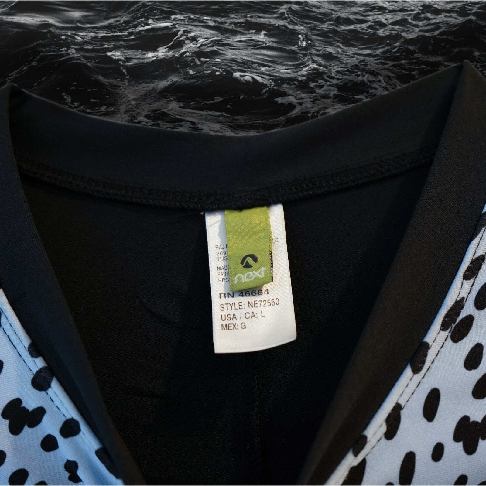 Next by Athena Good Karma Zip One Piece Swimsuit Black & Blue Cheetah sz L