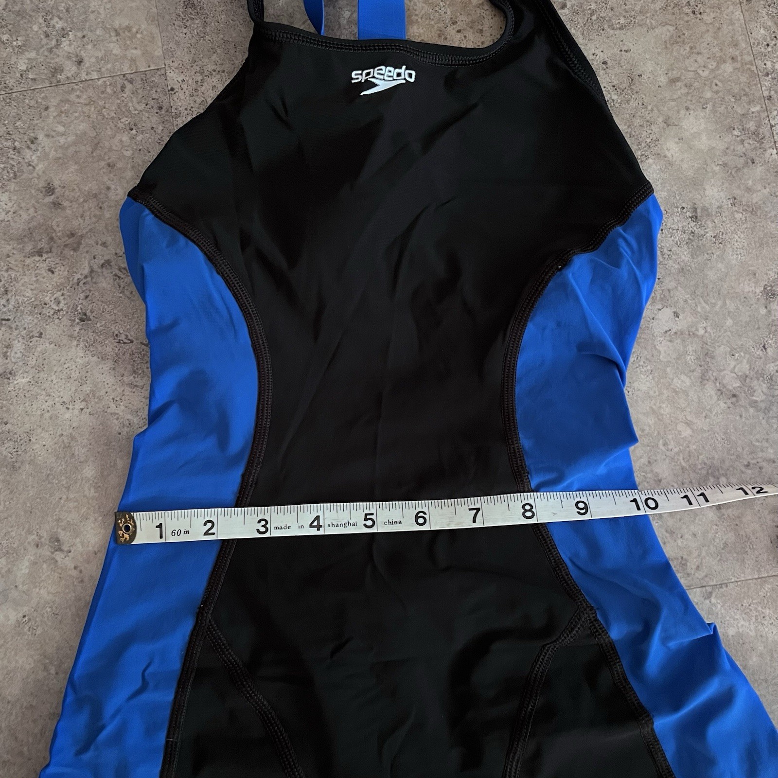 Speedo Powerplus Womens Kneeskin Racing Swimsuit Black Blue Size 28