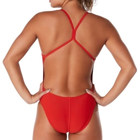 Speedo Endurance Lite Red One Piece Swimsuit Cross Back Competitive Swim Size 28
