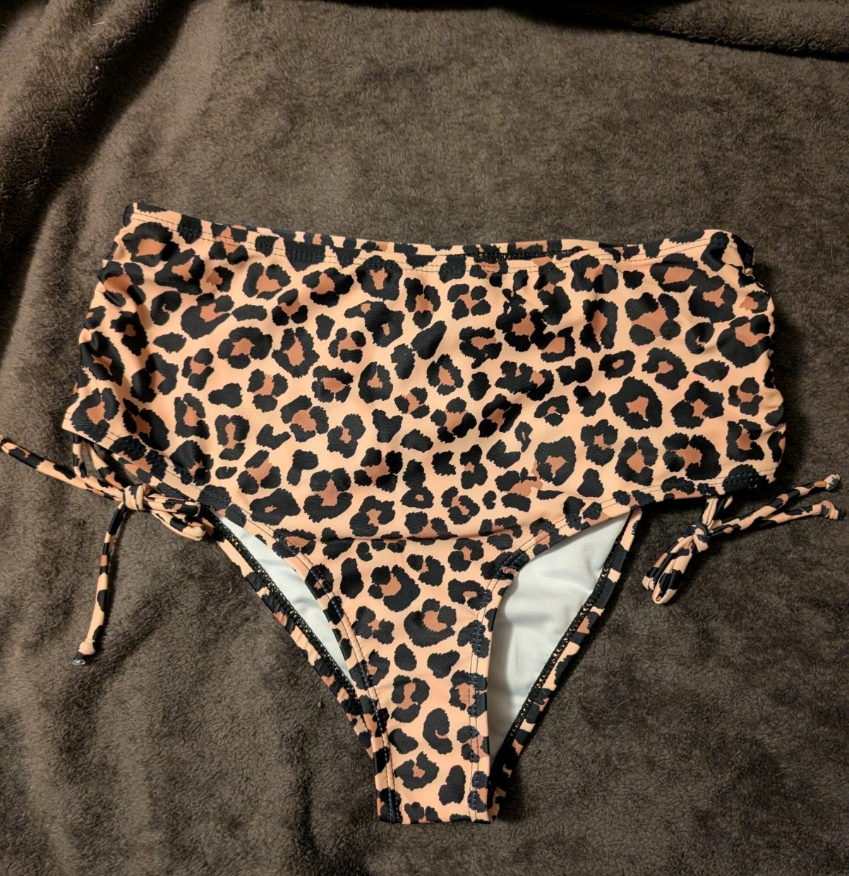 Shein Leopard Print High Waist Swim Bottoms Size Medium