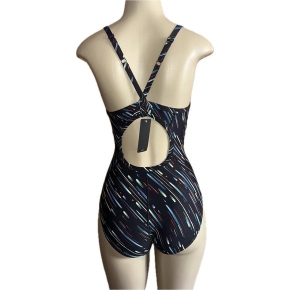 Syrokan Dreamy Streamer One Piece Swimsuit Multicolor Athletic Keyhole Back 36