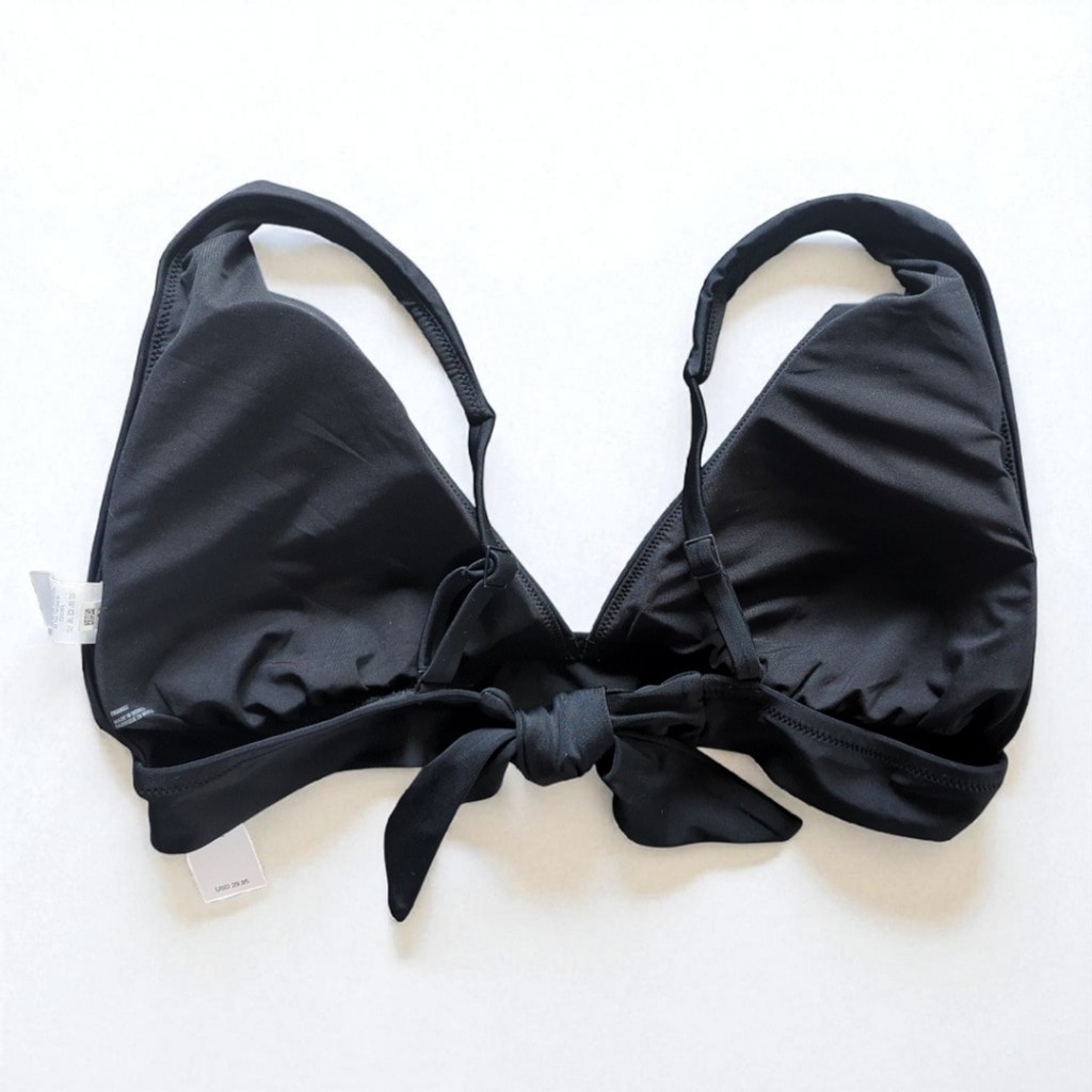 Aerie Black Longline Triangle Bikini Top XXL NWT Tie Back Swim Y2K Vibes
