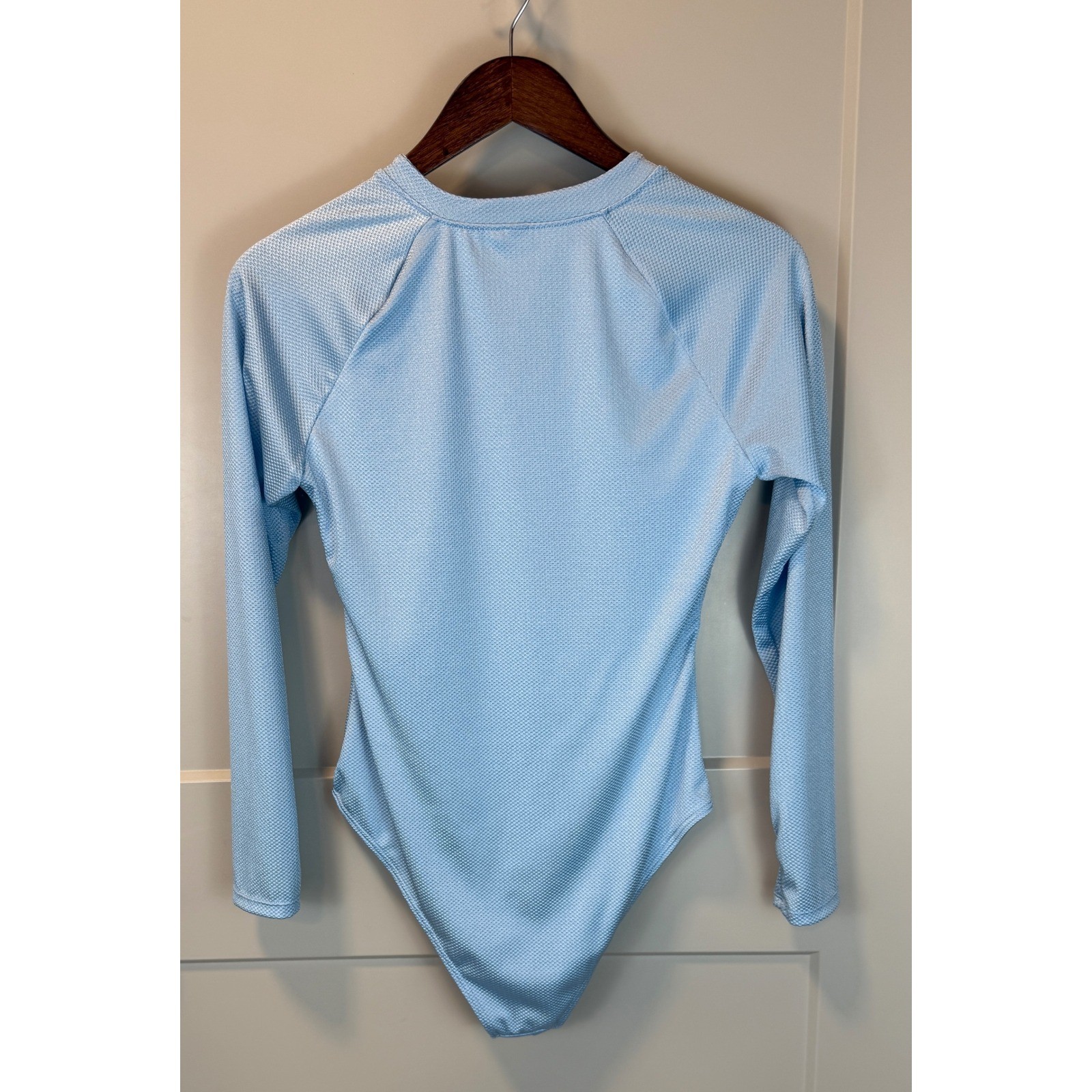 Betsey Johnson Scuba Knit Half Zip One Piece Swimsuit Size XL Sky Blue