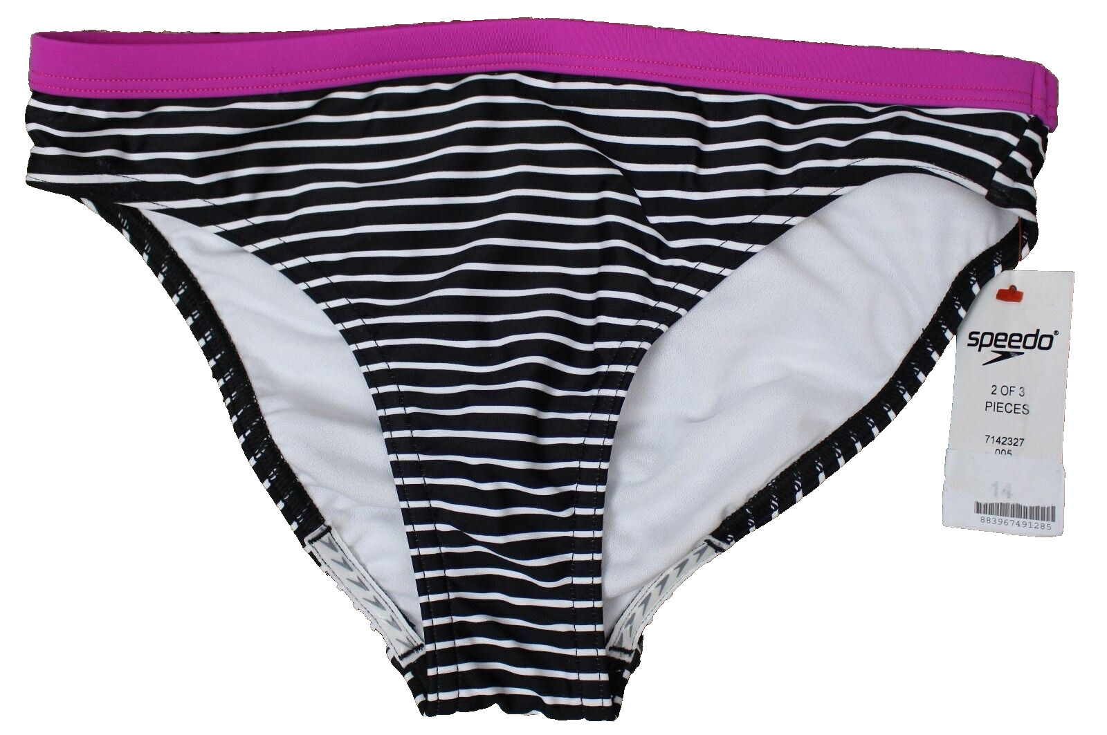 Speedo Big Girls’ Poptical Stripes Purple Swimsuit Bikini Bottoms Size 14 New