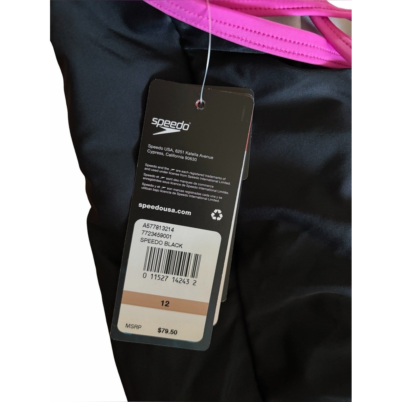 Speedo One Piece Swimsuit Athletic Women’s Colorblock Tie Back Black New