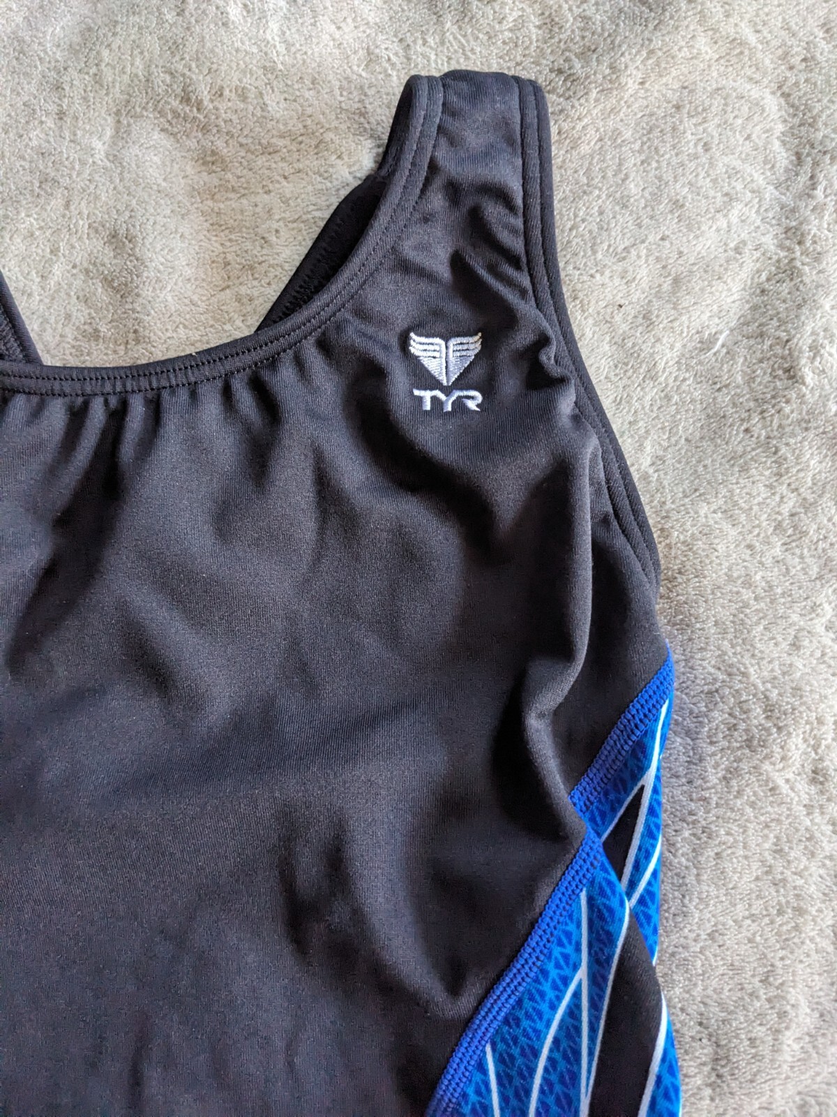 TYR One Piece Swimsuit Womens Sz 34 Black Blue White NEW NWOT