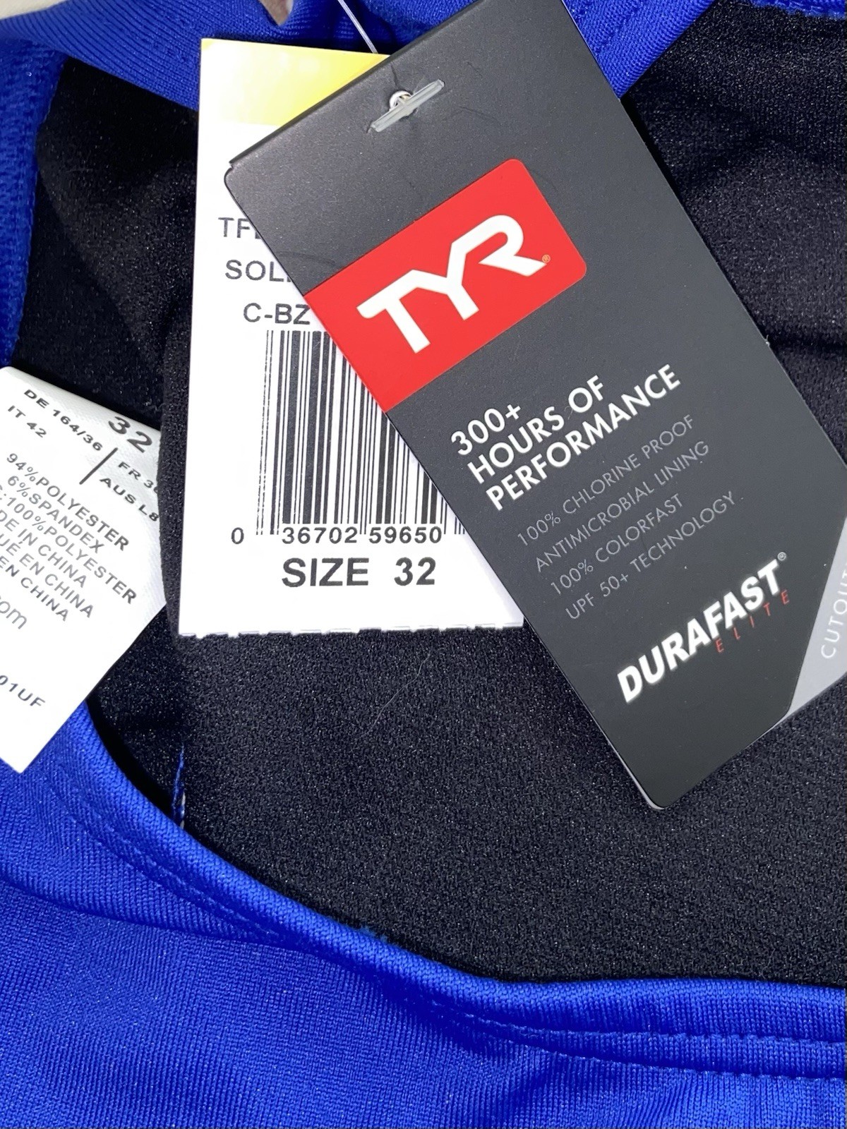 TYR Durafast Elite Cutoutfit Swimsuit Royal Blue 32 NWT DHST Team Competitive