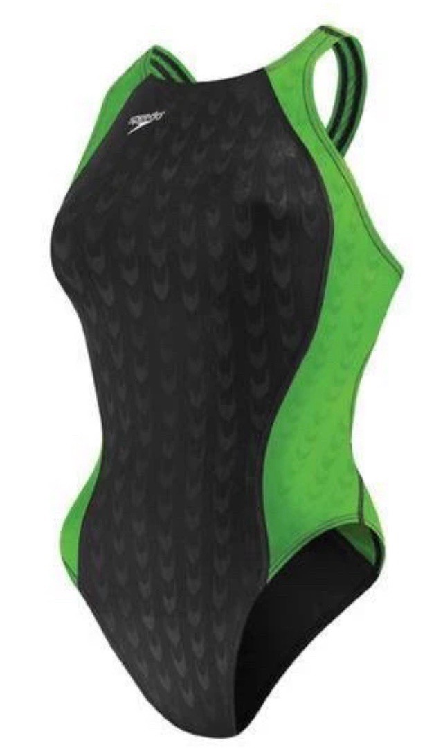 New With Tags FS II Recordbreaker Black/ Green Size 34 Speedo Race Swimsuit