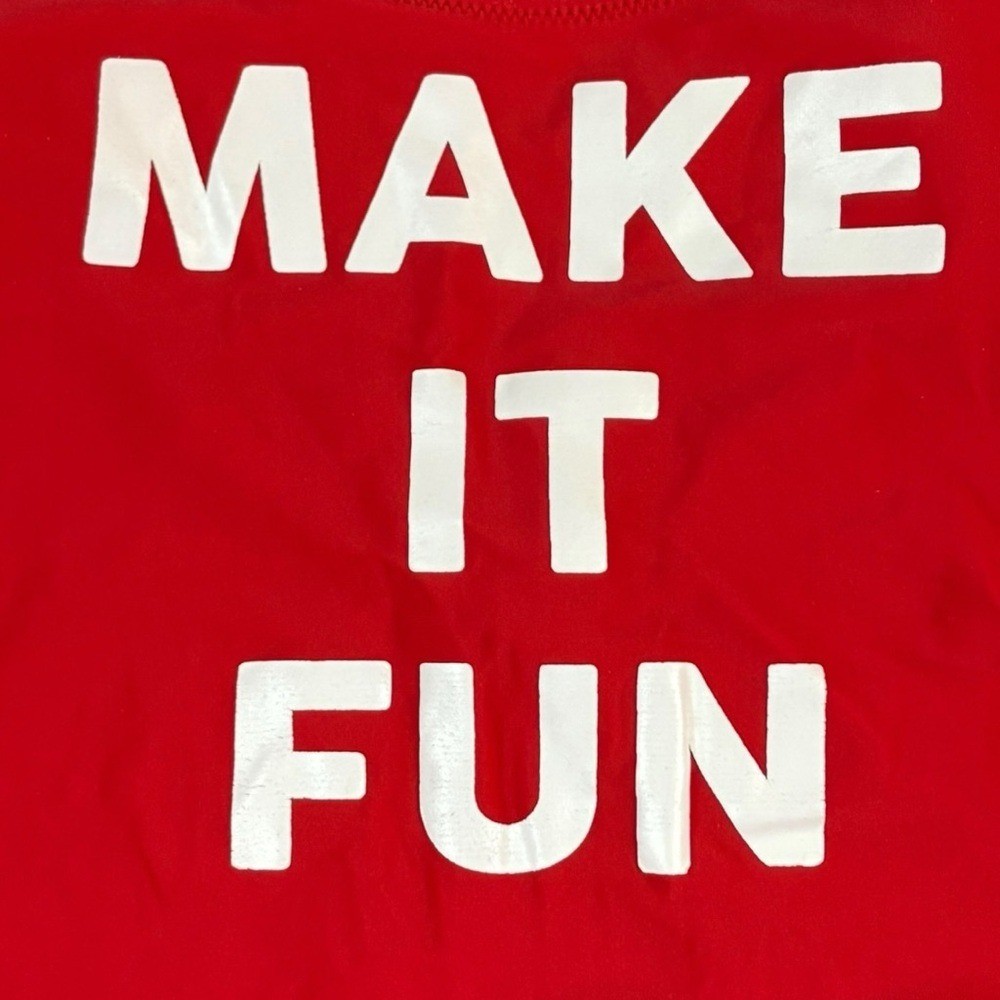 Old Navy Red & White “Make It Fun” One Piece Swimsuit (Size XL)