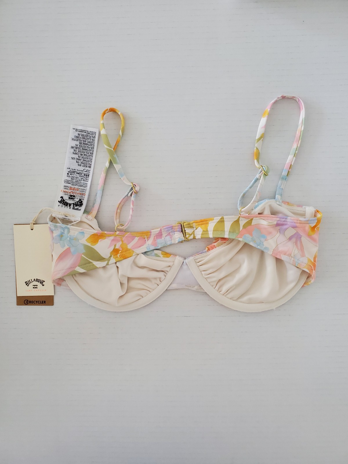 NWT Billabong Peaceful Palms Underwire Bikini Top M 10 Top Only Adjustable Strap