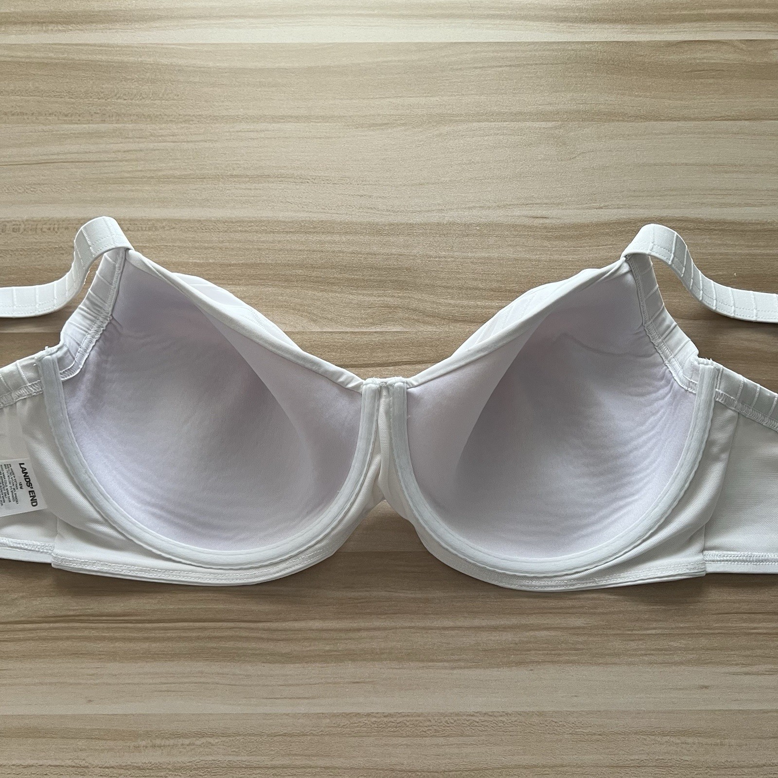 Lands’ End 18W Bikini Swim Top White Underwire Bra Lined Ruched Plus Size