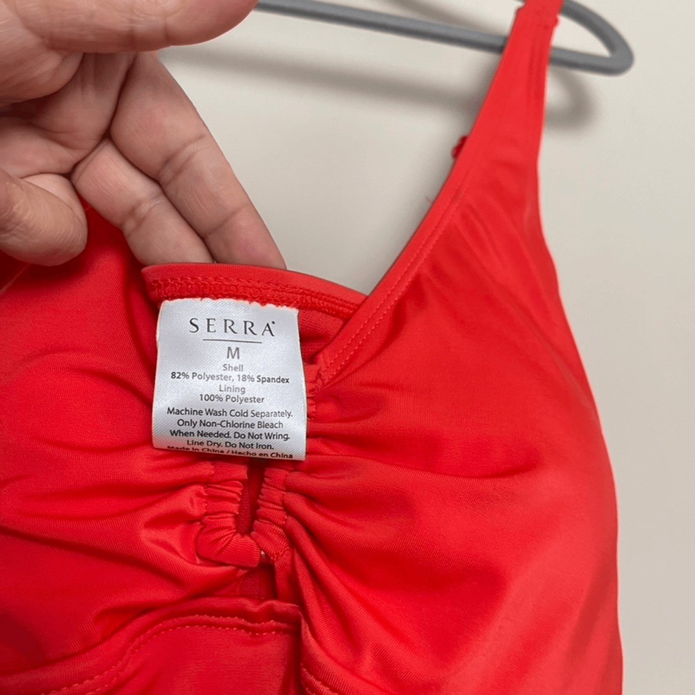 Serra Red Keyhole Front Padded Pull On One Piece Swimsuit Women’s Sz L