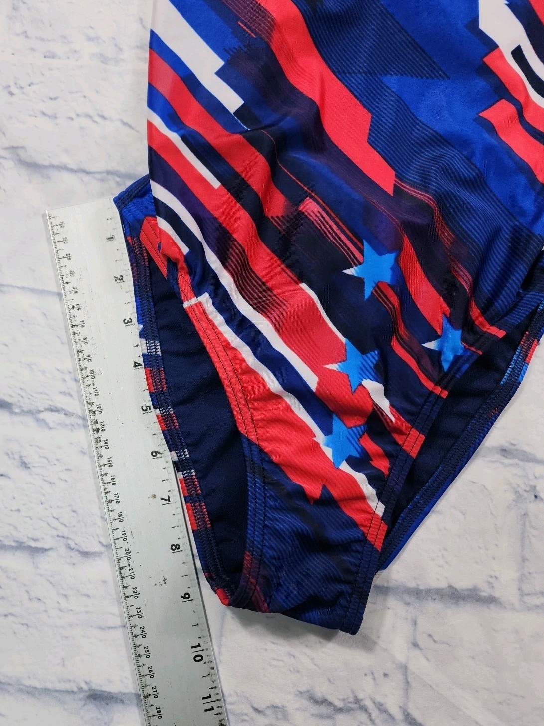 Speedo WOMENS JUNIORS 28 Pro LT Stripes & Stars Relay Back One Piece Swimsuit