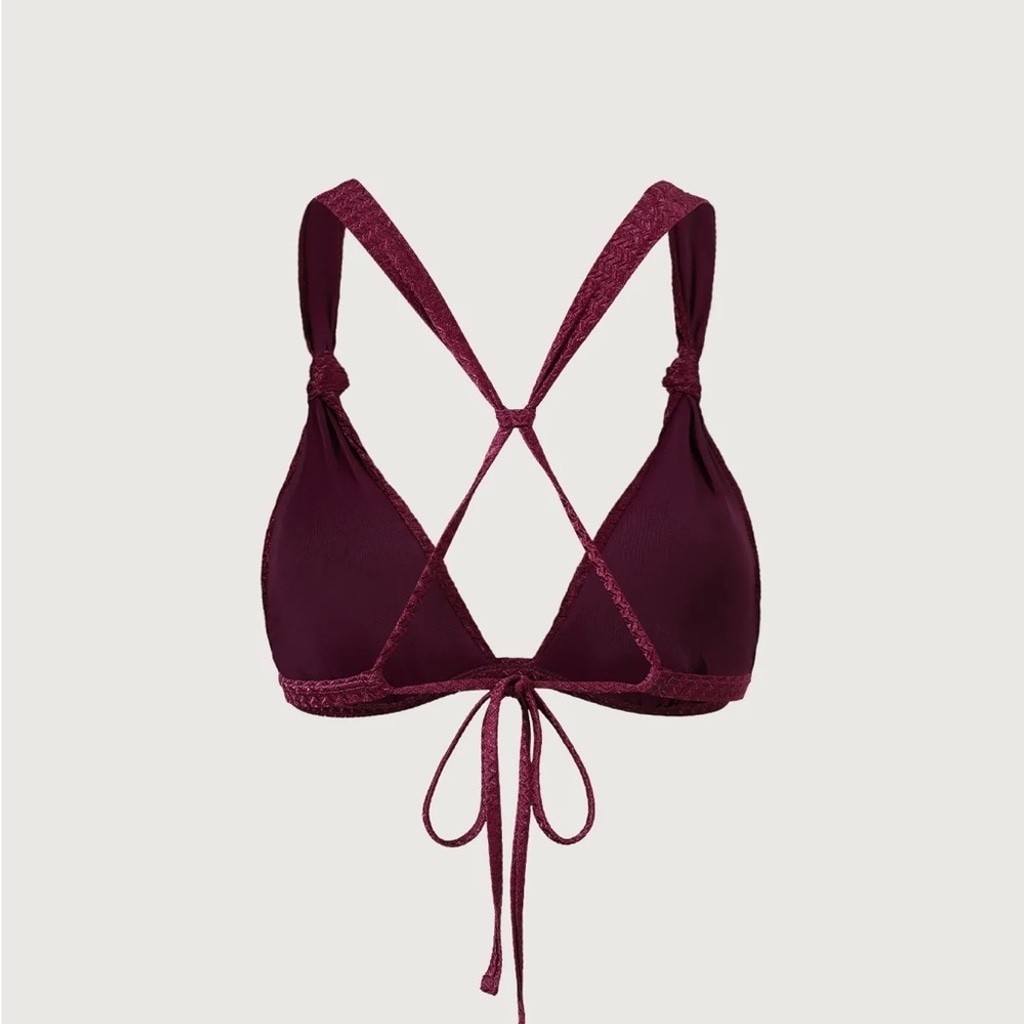 Berlook Burgundy Jacquard Knot Bikini Top ONLY 02