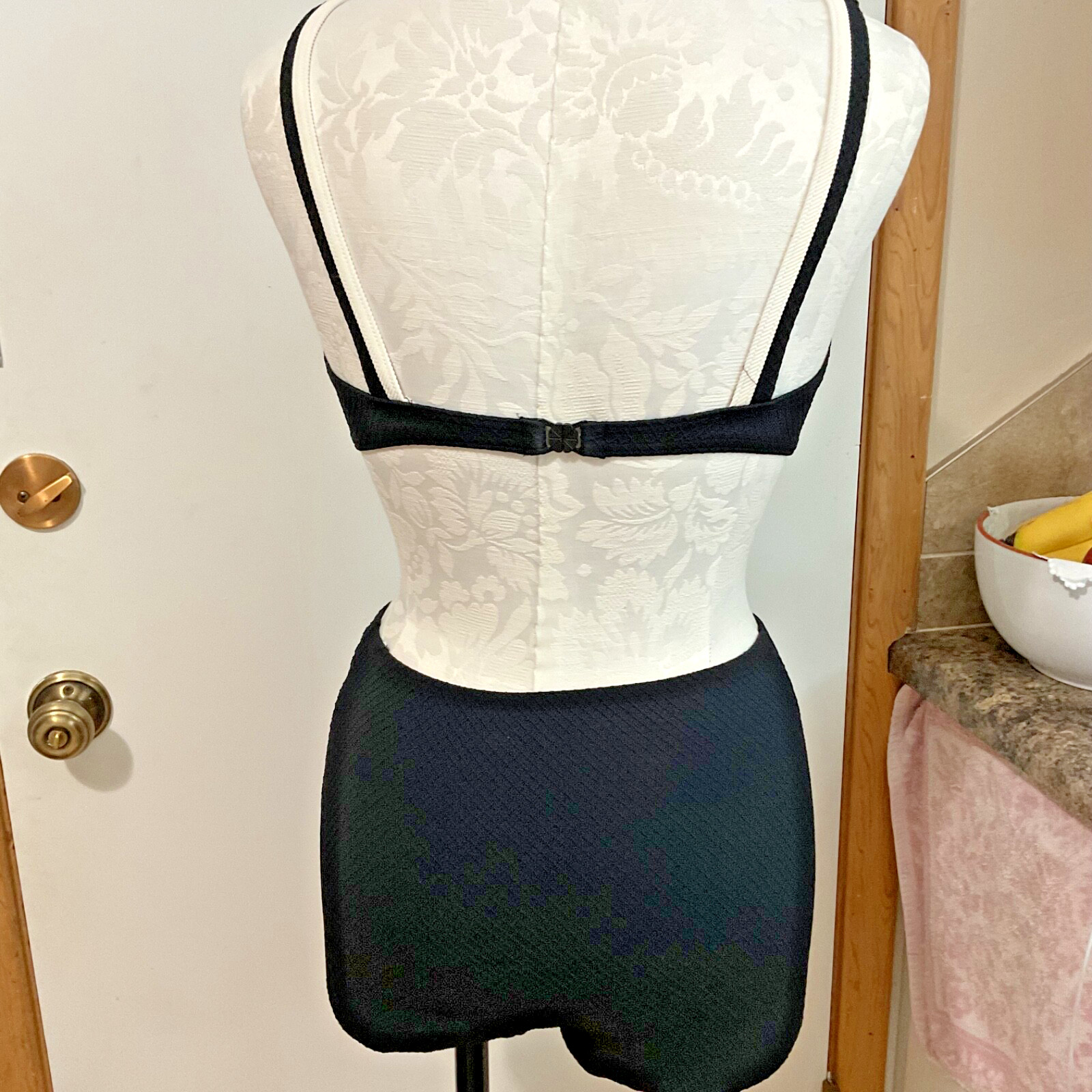 Retro look Victorias Secret Black with Stripe button detail